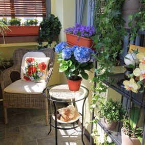 Wicker chair in the conservatory on the balcony