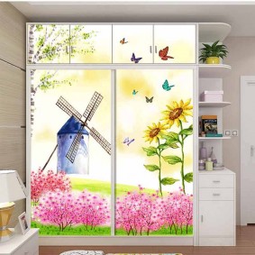 Sliding wardrobe with mezzanines in a children's room