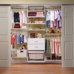 Dressing room in a children's room for a girl