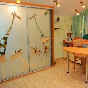 Linoleum on the floor of a children's room