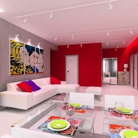 Red color in the interior of the apartment