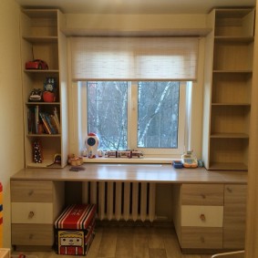 Radiateur en fonte sous le bureau