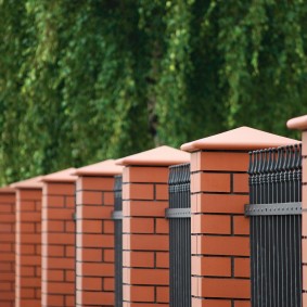 Metal caps on fence posts