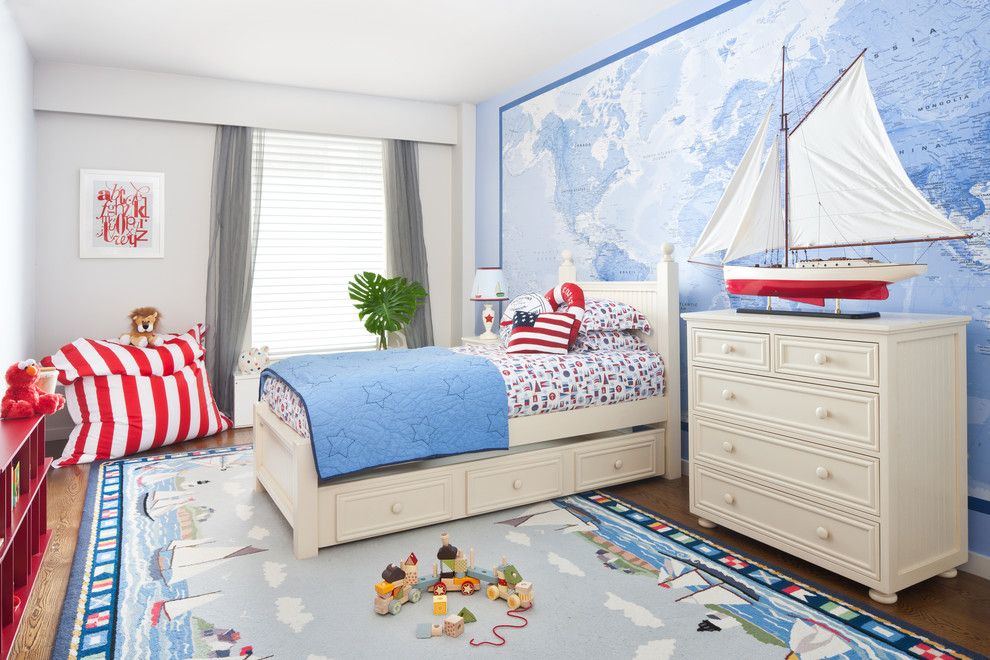 World map on the wall of a room for a boy