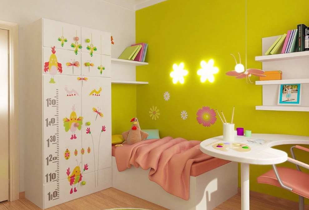 Design of a children's bedroom with painted walls