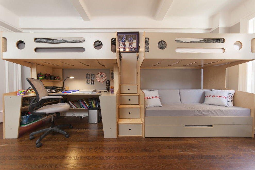 Lit mezzanine dans une chambre de style moderne