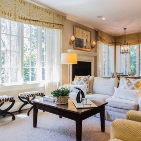 Window decoration in the living room of a country house