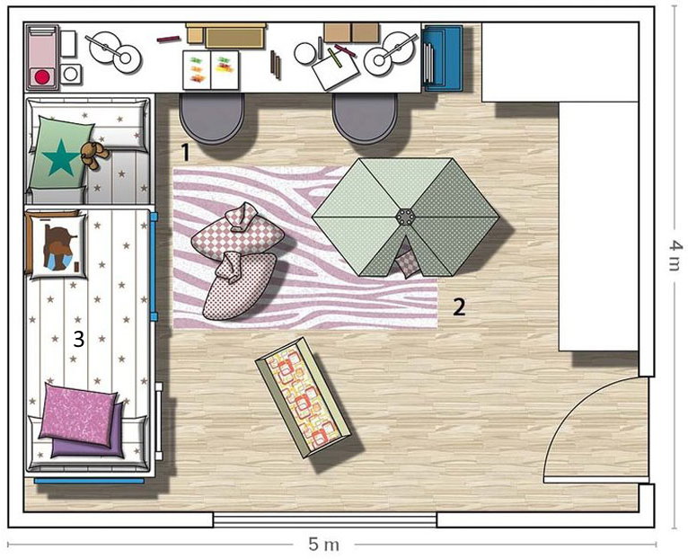 Schéma de configuration d'une crèche pour une écolière