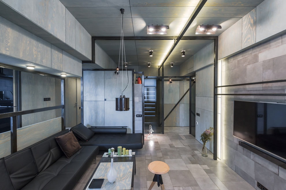 Intérieur de petite pièce de style loft