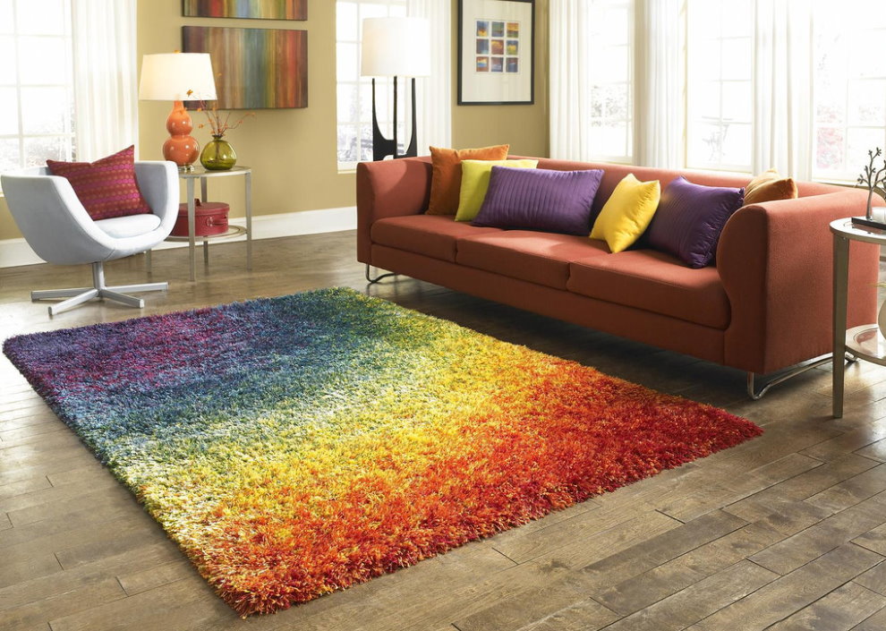 Tapis en polypropylène coloré à poils longs