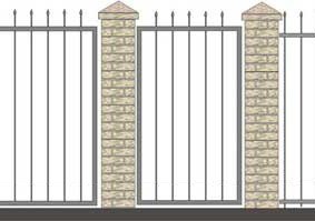 Modèle de clôture forgée avec des pics sur des points carrés