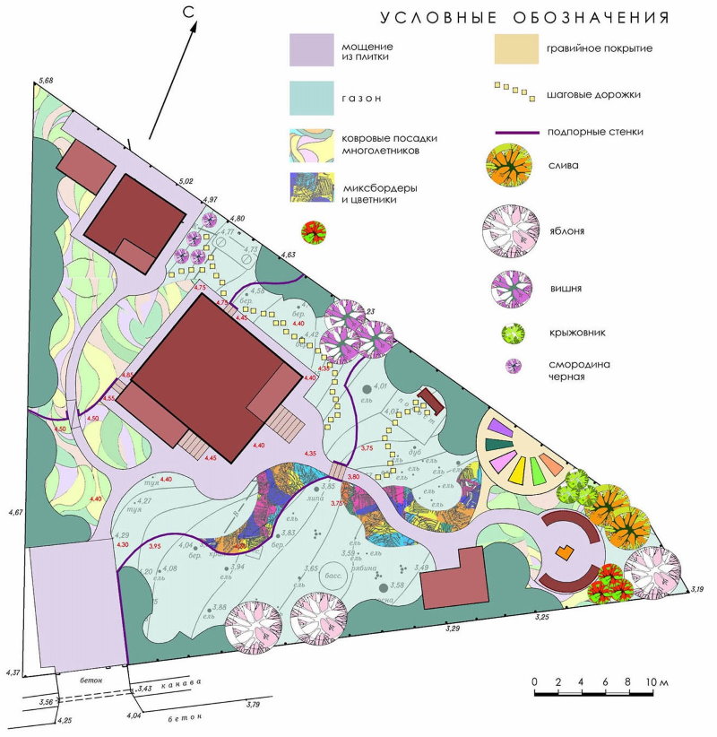 Plan d'un terrain de 8 acres en forme de triangle