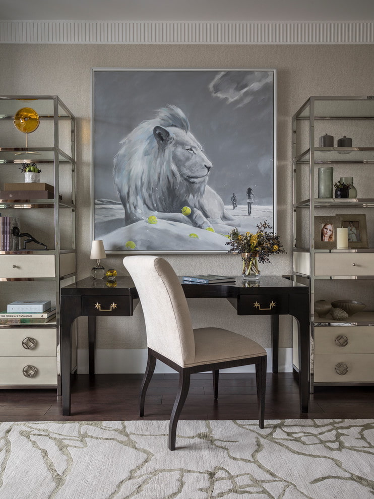 Décor d'armoire avec une image d'un lion