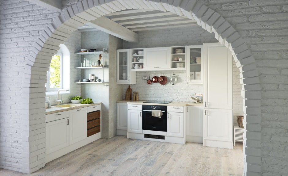 stone arch in the kitchen