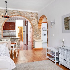 stone arch in apartment decor photo