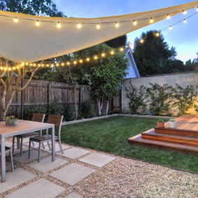 Canopy made of canvas over garden furniture