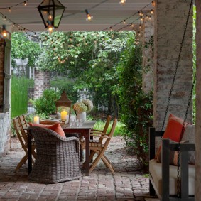 Garden light on the ceiling of the terrace