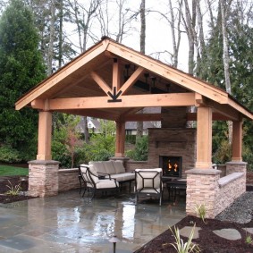 Upholstered furniture in a garden arbor