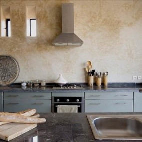 decorative plaster in the kitchen interior photo