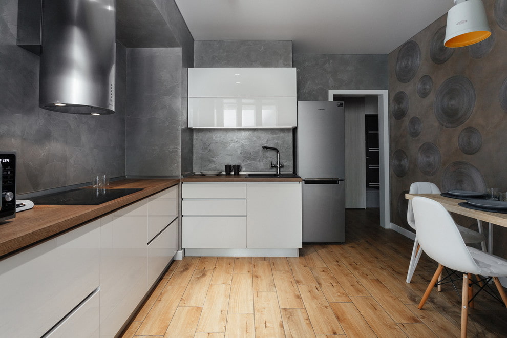 decorative plaster in the kitchen interior photo