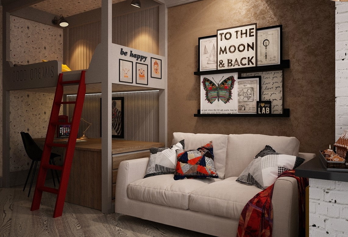 chambre enfant style loft