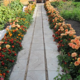 Cement tile garden walkway