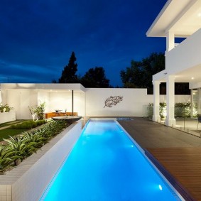 Swimming path along the terrace of a private house