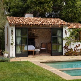 Summer house near the stationary pool