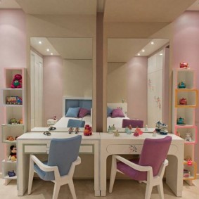 Petites tables dans la chambre de deux filles