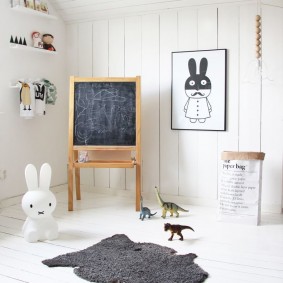 Slate on an easel in the nursery