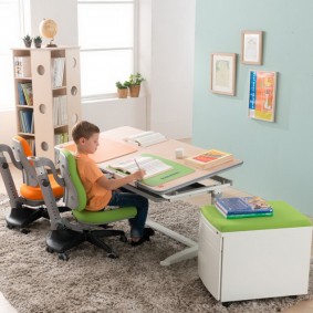 School desk with a sloping top for drawing