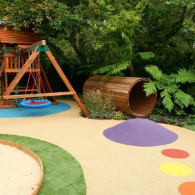 Wooden swing in the playground