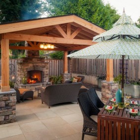 Open gazebo with fireplace