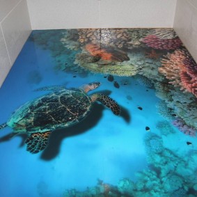 Bulk floor with 3d effect in the bathroom