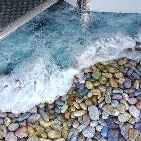 Sea surf on the bathroom floor