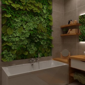 Panneau de plantes décoratives sur une baignoire en acrylique