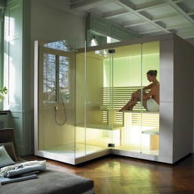 Mini-sauna combiné avec douche