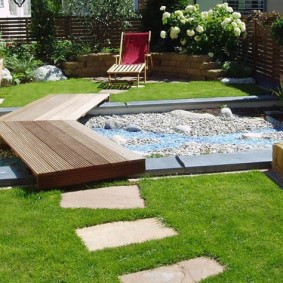 wood flooring through artificial pond