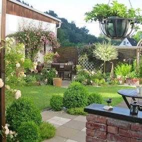 View of the lawn in the garden of the cottage