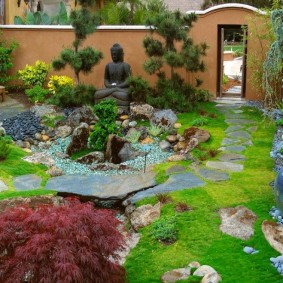 Buddha statue in oriental style garden