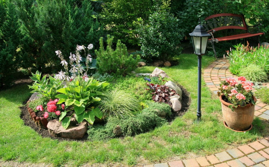 Jardin de rocaille compact à la campagne