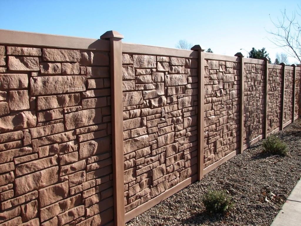 Beautiful concrete fence in the garden