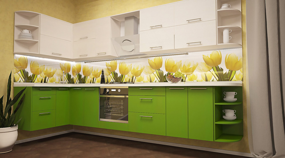 Tablier de cuisine en MDF avec tulipes