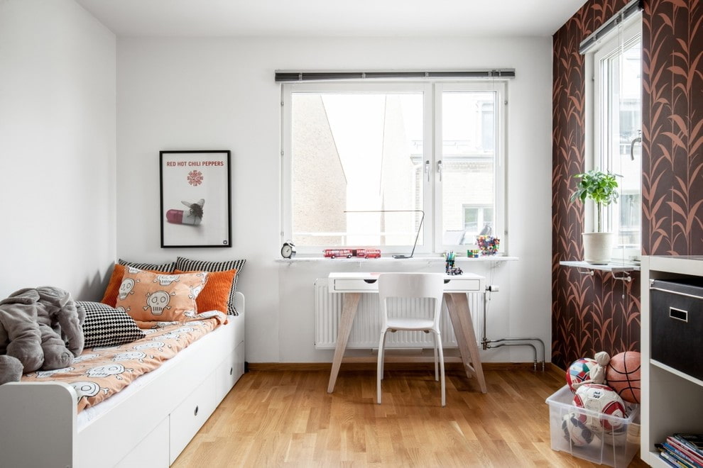 Plancher en bois dans une chambre d'enfant moderne