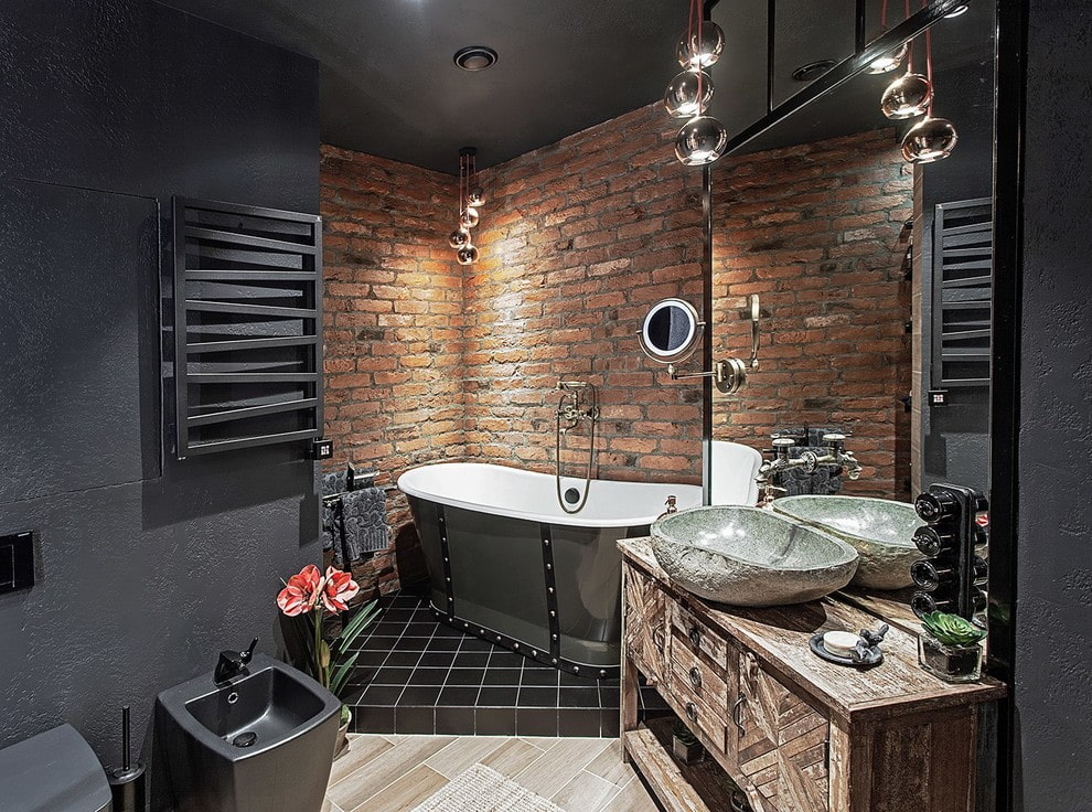 Salle de bain combinée de style loft