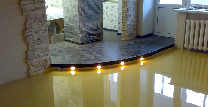 Pouring methyl methacrylate self-leveling floors in the office