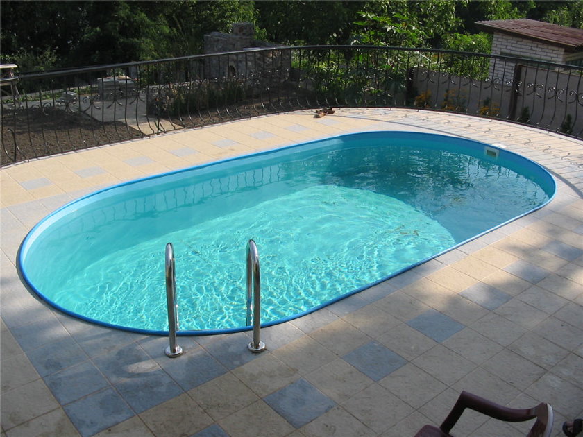 A small pool of a stationary type in a summer cottage