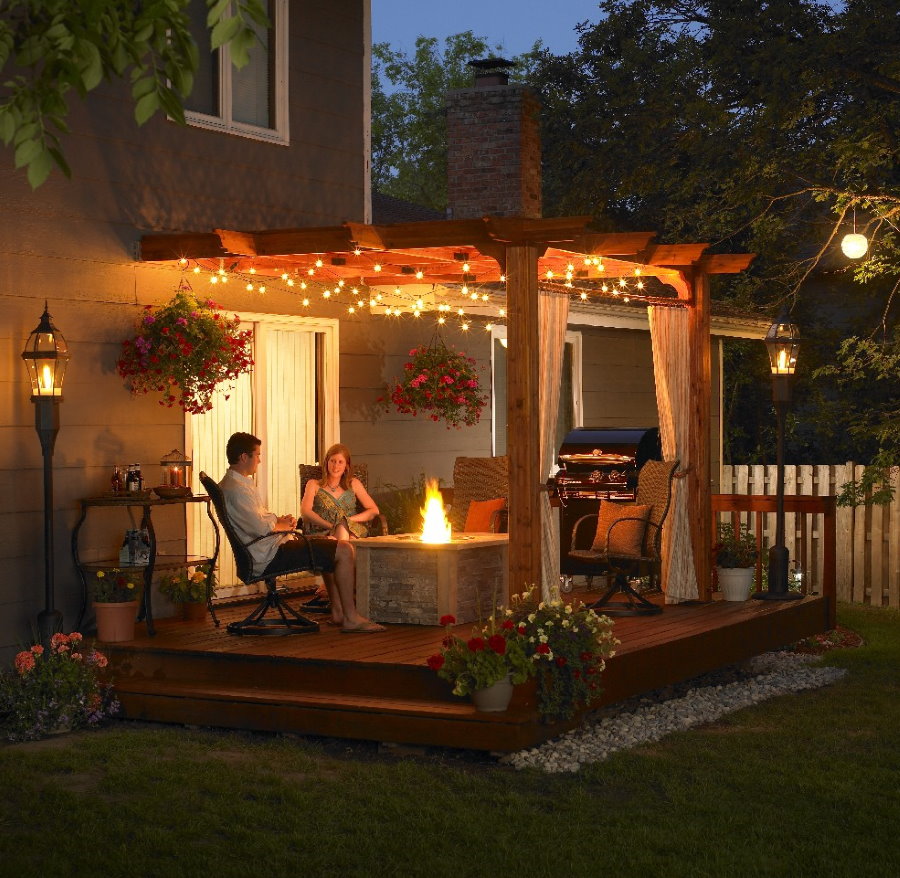 Éclairage de nuit terrasse extérieure