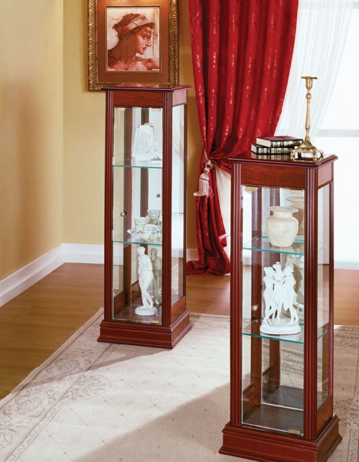 Piédestal de vitrine en bois et verre