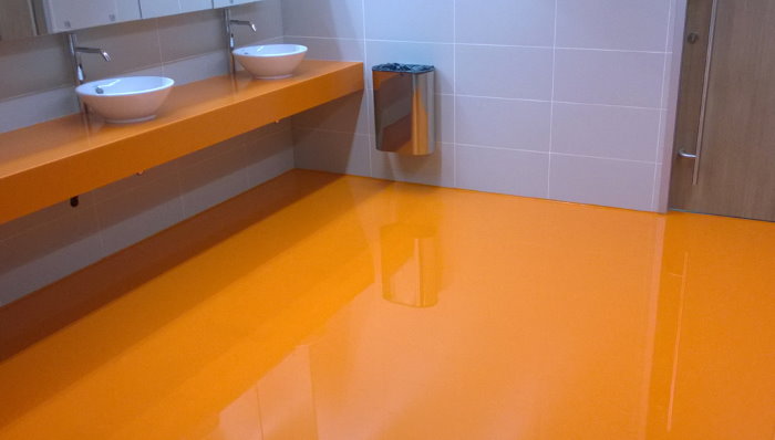 Orange polyurethane bulk floor